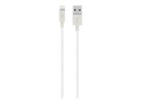 Belkin MIXIT Metallic Lightning to USB Cable - Câble Lightning - Lightning (M) pour USB (M) - 1.2 m - blindé - blanc - pour Apple iPad/iPhone/iPod (Lightning) F8J144BT04-WHT