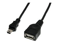 StarTech.com Câble Mini USB 2.0 de 30cm - Cordon USB A vers Mini B - Femelle / Mâle - Noir - Câble USB - USB (F) pour mini USB type B (M) - USB 2.0 - 30 cm - noir USBMUSBFM1