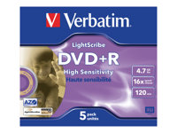 Verbatim LightScribe - 5 x DVD+R - 4.7 Go 16x - LightScribe - boîtier CD 43575