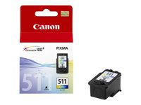 Canon CL-511 - Couleur (cyan, magenta, jaune) - originale - cartouche d'encre - pour PIXMA MP230, MP237, MP252, MP258, MP272, MP280, MP282, MP495, MP499, MX360, MX410, MX420 2972B001