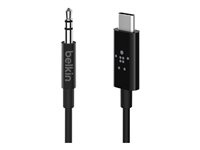 Belkin RockStar - Câble audio - 24 pin USB-C mâle pour mini-phone stereo 3.5 mm mâle - 1.83 m - blanc F7U079BT06-BLK