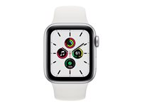 Apple Watch SE (GPS + Cellular) - 40 mm - aluminium argenté - montre intelligente avec bande sport - fluoroélastomère - blanc - taille du bracelet : S/M/L - 32 Go - Wi-Fi, Bluetooth - 4G - 30.68 g MYEF2NF/A