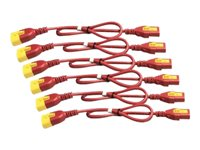 APC - Câble d'alimentation - power IEC 60320 C13 verrouillage pour IEC 60320 C14 verrouillage - 60 cm - rouge (pack de 6) - pour P/N: SCL500RMI1UC, SCL500RMI1UNC, SMT3000I-AR, SMT3000R2I-AR, SMTL750RMI2UC, SRT1500RMXLI AP8702S-WWX340