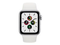 Apple Watch SE (GPS) - 40 mm - aluminium argenté - montre intelligente avec bande sport - fluoroélastomère - blanc - taille du bracelet : S/M/L - 32 Go - Wi-Fi, Bluetooth - 30.49 g MYDM2NF/A