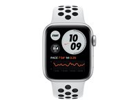 Apple Watch Nike SE (GPS + Cellular) - 40 mm - aluminium argenté - montre intelligente avec bracelet sport Nike - fluoroélastomère - platine pure/noir - taille du bracelet : S/M/L - 32 Go - Wi-Fi, Bluetooth - 4G - 30.68 g MYYW2NF/A