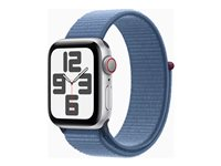 Apple Watch SE (GPS + Cellular) - 2e génération - 40 mm - aluminium argenté - montre intelligente avec boucle sport - textile - bleu hiver - taille du poignet : 130-200 mm - 32 Go - Wi-Fi, LTE, Bluetooth - 4G - 27.8 g MRGQ3QF/A