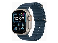 Apple Watch Ultra 2 - 49 mm - titane - montre intelligente avec Bracelet Océan - fluoroélastomère - bleu - taille du poignet : 130-200 mm - 64 Go - Wi-Fi, LTE, UWB, Bluetooth - 4G - 61.4 g MREG3NF/A