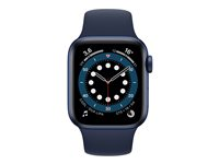Apple Watch Series 6 (GPS) - 40 mm - aluminium bleu - montre intelligente avec bande sport - fluoroélastomère - marine profond - taille du bracelet : S/M/L - 32 Go - Wi-Fi, Bluetooth - 30.5 g MG143NF/A