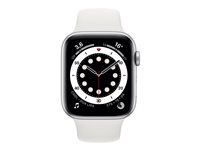 Apple Watch Series 6 (GPS) - 44 mm - aluminium argenté - montre intelligente avec bande sport - fluoroélastomère - blanc - taille du bracelet : S/M/L - 32 Go - Wi-Fi, Bluetooth - 36.5 g M00D3NF/A