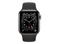 Apple Watch Series 6 (GPS + Cellular) - 40 mm - acier inoxydable graphite - montre intelligente avec bande sport - fluoroélastomère - noir - taille du bracelet : S/M/L - 32 Go - Wi-Fi, Bluetooth - 4G - 39.7 g M06X3NF/A