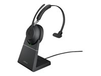 Jabra Evolve2 65 UC Mono - Micro-casque - sur-oreille - convertible - Bluetooth - sans fil - USB-C - isolation acoustique - noir - avec support de chargement 26599-889-889
