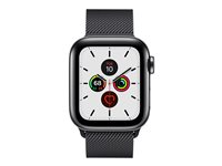 Apple Watch Series 5 (GPS + Cellular) - 40 mm - boîtier en acier noir inoxydable - montre intelligente avec boucle milanaise - maille d'acier - boîtier noir - taille de bande 130-180 mm - 32 Go - Wi-Fi, Bluetooth - 4G - 40.6 g MWX92NF/A