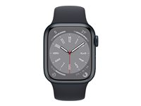 Apple Watch Series 8 (GPS) - 41 mm - aluminium minuit - montre intelligente avec bande sport - fluoroélastomère - minuit - taille du bracelet : Normal - 32 Go - Wi-Fi, Bluetooth - 32 g MNP53NF/A