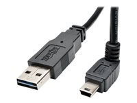 Tripp Lite 3ft USB 2.0 Converter Adapter Cable Reversible A to Down Angle 5Pin Mini B M/M 3" - Câble USB - mini USB type B (M) pour USB (M) - USB 2.0 - 91 cm - connecteur à 90°, moulé - noir UR030-003-DNB