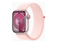 Apple Watch Series 9 (GPS + Cellular) - 41 mm - aluminium rose - montre intelligente avec boucle sport - deux couches de matières textiles tissées - rose pâle - 64 Go - Wi-Fi, LTE, UWB, Bluetooth - 4G - 32.1 g MRJ13QF/A