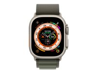 Apple Watch Ultra - 49 mm - titane - montre intelligente avec Boucle Alpine - textile - vert - taille du bracelet : M - 32 Go - Wi-Fi, LTE, UWB, Bluetooth - 4G - 61.3 g MQFN3NF/A