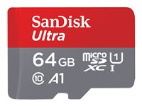 SanDisk Ultra - Carte mémoire flash (adaptateur microSDXC vers SD inclus(e)) - 64 Go - A1 / UHS Class 1 / Class10 - microSDXC UHS-I SDSQUAR-064G-GN6MA