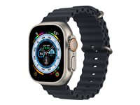Apple Watch Ultra - 49 mm - titane - montre intelligente avec Bracelet Océan - fluoroélastomère - minuit - taille du poignet : 130-200 mm - 32 Go - Wi-Fi, LTE, UWB, Bluetooth - 4G - 61.3 g MQFK3NF/A
