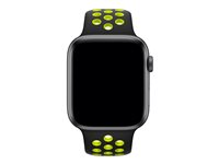 Apple 44mm Nike Sport Band - Bracelet de montre - 140-210 mm - noir/volt - pour Watch (42 mm, 44 mm) MTMW2ZM/A