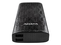 ADATA P10000 - Banque d'alimentation - 10000 mAh - 2.1 A - 2 connecteurs de sortie (USB) - sur le câble : Micro-USB - noir AP10000-DUSB-CBK