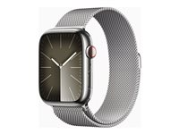 Apple Watch Series 9 (GPS + Cellular) - 45 mm - acier inoxydable argent - montre intelligente avec boucle milanaise - 64 Go - Wi-Fi, LTE, UWB, Bluetooth - 4G - 51.5 g MRMQ3QF/A