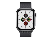 Apple Watch Series 5 (GPS + Cellular) - 44 mm - boîtier en acier noir inoxydable - montre intelligente avec boucle milanaise - maille d'acier - boîtier noir - taille du poignet : 150-200 mm - 32 Go - Wi-Fi, Bluetooth - 4G - 47.8 g MWWL2NF/A