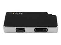 StarTech.com USB C Multiport Adapter - UHD 4K - USB C to VGA / DVI / HDMI - USB C Adapter - USB-C VGA Multiport Adapter (CDPVGDVHDB) - Adaptateur vidéo - 24 pin USB-C mâle pour HD-15 (VGA), DVI-I, HDMI femelle - 11 cm - noir, argent - convertisseur actif, prise en charge de 4K30Hz (3 840 x 2 160) (HDMI), support 1 920 x 1 200 (WUXGA) 60 Hz (DVI et VGA) CDPVGDVHDB