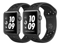 Apple Watch Nike+ Series 3 (GPS) - 42 mm - espace gris en aluminium - montre intelligente avec bracelet sport Nike - fluoroélastomère - anthracite/noir - taille de bande 140-210 mm - 8 Go - Wi-Fi, Bluetooth - 32.3 g MTF42ZD/A