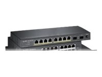 Zyxel GS1100-10HP - Commutateur - non géré - 8 x 10/100/1000 (PoE+) + 2 x Gigabit SFP - de bureau, fixation murale - PoE+ (130 W) GS1100-10HP-EU0101F