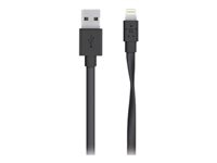 Belkin MIXIT Flat Lightning to USB Cable - Câble Lightning - Lightning (M) pour USB (M) - 1.22 m - noir - plat - pour Apple iPad/iPhone/iPod (Lightning) F8J148BT04-BLK
