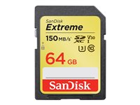 SanDisk Extreme PLUS - Carte mémoire flash - 64 Go - Video Class V30 / UHS Class 3 / Class10 - SDXC UHS-I SDSDXW6-064G-GNCIN