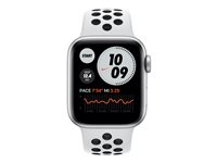 Apple Watch Nike Series 6 (GPS + Cellular) - 40 mm - aluminium argenté - montre intelligente avec bracelet sport Nike - fluoroélastomère - platine pure/noir - taille du bracelet : S/M/L - 32 Go - Wi-Fi, Bluetooth - 4G - 30.5 g M07C3NF/A