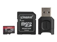 Kingston Canvas React Plus - Carte mémoire flash (adaptateur microSDXC vers SD inclus(e)) - 128 Go - A1 / Video Class V90 / UHS-II U3 / Class10 - microSDXC UHS-II MLPMR2/128GB