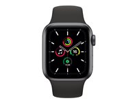 Apple Watch SE (GPS) - 40 mm - espace gris en aluminium - montre intelligente avec bande sport - fluoroélastomère - noir - taille du bracelet : S/M/L - 32 Go - Wi-Fi, Bluetooth - 30.49 g MYDP2NF/A