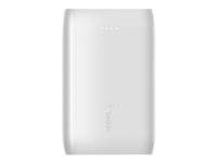 Belkin BOOST CHARGE - Banque d'alimentation - 10000 mAh - 15 Watt - 3 connecteurs de sortie (USB, USB-C) - sur le câble : USB, USB-C - blanc F8J267BTWHT