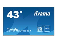 iiyama ProLite LE4340UHS-B1 - Classe de diagonale 43" (42.5" visualisable) écran LCD rétro-éclairé par LED - signalisation numérique - Android - 4K UHD (2160p) 3840 x 2160 - noir mat LE4340UHS-B1