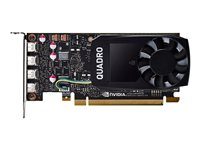 NVIDIA Quadro P1000 - Carte graphique - Quadro P1000 - 4 Go GDDR5 - PCIe 3.0 x16 profil bas - 4 x Mini DisplayPort - Adaptateurs inclus VCQP1000-PB