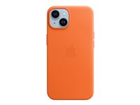 Apple - Coque de protection pour téléphone portable - compatibilité avec MagSafe - cuir - orange - pour iPhone 14 MPP83ZM/A