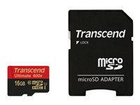 Transcend Ultimate - Carte mémoire flash - 16 Go - UHS Class 1 / Class10 - 600x - microSDHC UHS-I TS16GUSDHC10U1