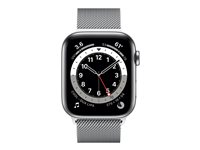 Apple Watch Series 6 (GPS + Cellular) - 44 mm - acier inoxydable argent - montre intelligente avec boucle milanaise - maille en acier inox - argent - taille du poignet : 150-200 mm - 32 Go - Wi-Fi, Bluetooth - 4G - 47.1 g M09E3NF/A