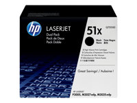 HP 51X - Pack de 2 - à rendement élevé - noir - originale - LaserJet - cartouche de toner (Q7551XD) - pour LaserJet M3027, M3027x, M3035, M3035xs, P3005, P3005d, P3005dn, P3005n, P3005x Q7551XD