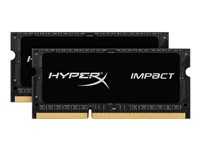 HyperX Impact Black Series - DDR3L - kit - 16 Go: 2 x 8 Go - SO DIMM 204 broches - 1600 MHz / PC3L-12800 - CL9 - 1.35 / 1.5 V - mémoire sans tampon - non ECC HX316LS9IBK2/16