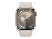 Apple Watch Series 9 (GPS + Cellular) - 41 mm - aluminium droit - montre intelligente avec bande sport - fluoroélastomère - droit - taille du bracelet : M/L - 64 Go - Wi-Fi, LTE, UWB, Bluetooth - 4G - 32.1 g MRHP3QF/A