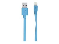Belkin MIXIT Flat Lightning to USB Cable - Câble Lightning - Lightning (M) pour USB (M) - 1.22 m - bleu - plat - pour Apple iPad/iPhone/iPod (Lightning) F8J148BT04-BLU