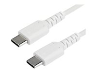 StarTech.com Câble de Chargement USB-C 1m - Cordon de Chargement USB 2.0 Type C vers USB-C pour PC Portable - Gaine TPE Fibre Aramide M/M 60W Blanc - Samsung S10 S20 iPad Pro MS Surface (RUSB2CC1MW) - Câble USB - 24 pin USB-C (M) droit pour 24 pin USB-C (M) droit - Thunderbolt 3 / USB 2.0 - 1 m - blanc RUSB2CC1MW