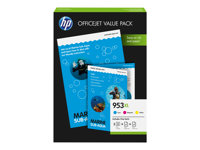 HP 953XL Office Value Pack - Pack de 3 - à rendement élevé - couleur (cyan, magenta, jaune) - jeu de papier / cartouche d'encre - pour Officejet Pro 77XX, 82XX, 87XX 1CC21AE