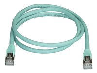 StarTech.com 1m CAT6A Ethernet Cable, 10 Gigabit Shielded Snagless RJ45 100W PoE Patch Cord, CAT 6A 10GbE STP Network Cable w/Strain Relief, Aqua, Fluke Tested/UL Certified Wiring/TIA - Category 6A - 26AWG (6ASPAT1MAQ) - Cordon de raccordement - RJ-45 (M) pour RJ-45 (M) - 1 m - STP - CAT 6a - moulé, sans crochet - turquoise 6ASPAT1MAQ