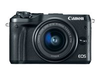 Canon EOS M6 - Appareil photo numérique - sans miroir - 24.2 MP - APS-C - 1080p / 60 pi/s - 3x zoom optique lentille EF-M 15-45 mm - Wi-Fi, NFC, Bluetooth - noir 1724C012