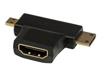 StarTech.com Adaptateur HDMI (Femelle) vers HDMI Mini (Mâle) / HDMI Micro (Mâle) - Noir, Plaqués Or - Adaptateur HDMI - HDMI mini, HDMI micro (M) pour HDMI (F) - 3.16 cm - noir - pour P/N: HDMM30CM HDACDFMM