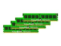 Kingston ValueRAM - DDR3 - kit - 32 Go: 4 x 8 Go - DIMM 240 broches - 1333 MHz / PC3-10600 - CL9 - 1.5 V - mémoire sans tampon - non ECC KVR1333D3N9HK4/32G
